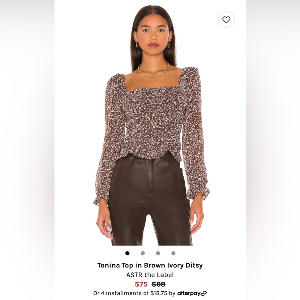 Perfect condition, brown and white floral, puffy off the shoulders blouse.
